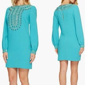 Trina Turk Turquoise Long Sleeve Dress